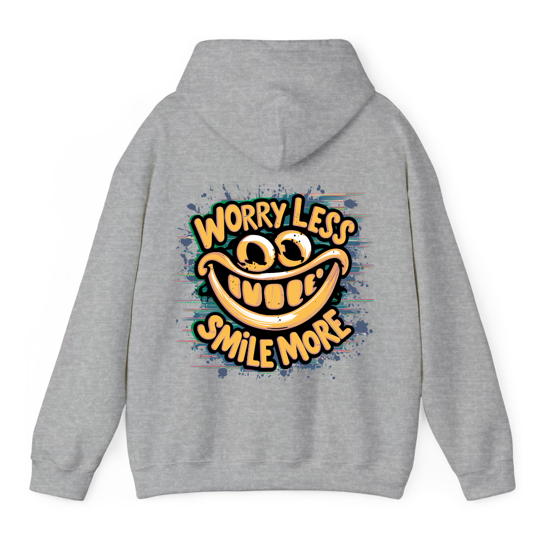 Heather Grey Hoodie Printed Worry Less Smile More