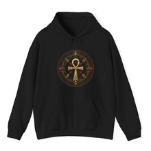 Load image into Gallery viewer, Black Hoodie Printed Key of Life Ankh
