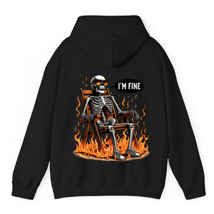 Black Hoodie Printed Im Fine Skeleton