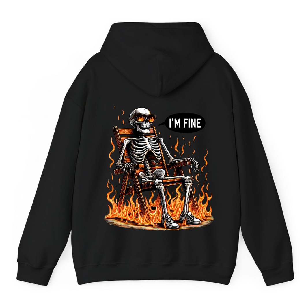 Black Hoodie Printed Im Fine Skeleton