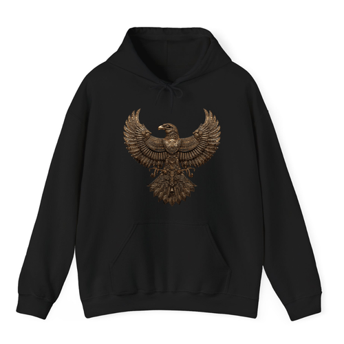 Black Hoodie Printed Horus Wings Eagle Falcon