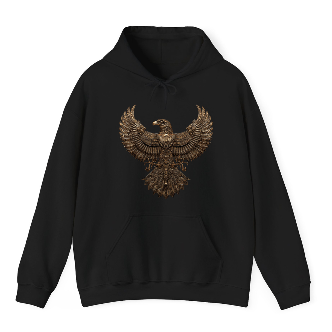 Black Hoodie Printed Horus Wings Eagle Falcon