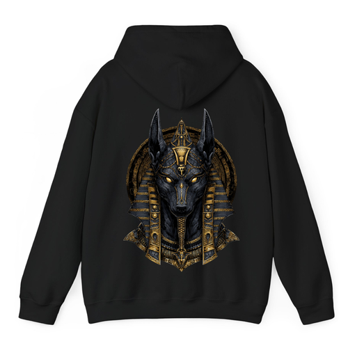 Black Hoodie Printed Horus Anubis