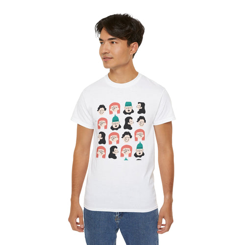 T Shirt Printed Faces Pattern