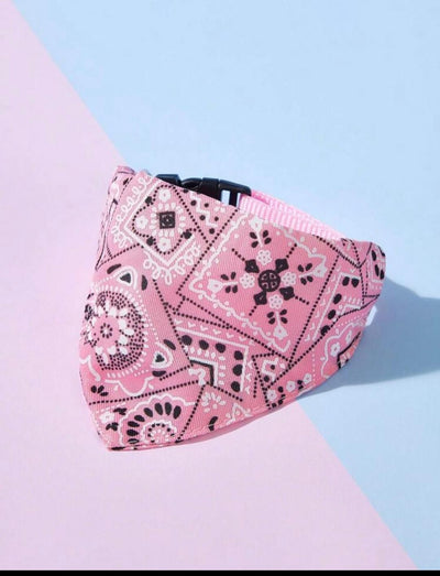 Pet Bandana Adjustable With Printed Pink Pattern