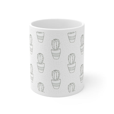 Cactus Line Art Pattern Printed Coffee Mug