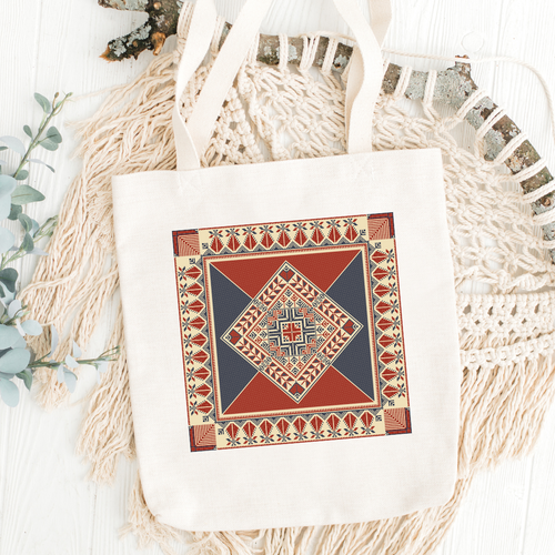 Red Square Design Tote Bag