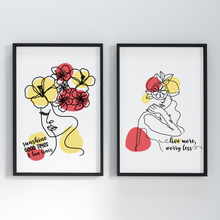 Load image into Gallery viewer, Floral Women Line Art Set of 2 Frames
