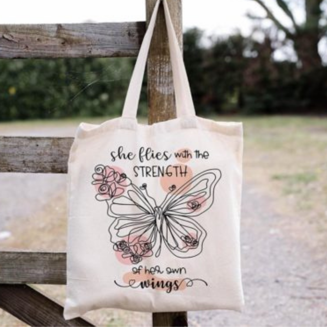 Kind Heart, Fierce Mind, Fierce Spirit Butterflies Embroidered Tote Ba –  Laurelcottagecrafts