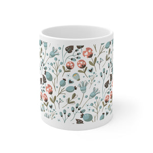 Colorful Floral Printed on White Coffee Mug