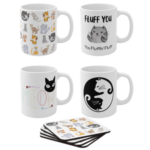 Meow Bundle 4 Mugs & Coasters