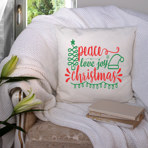 Peace Love Joy Christmas Cushion