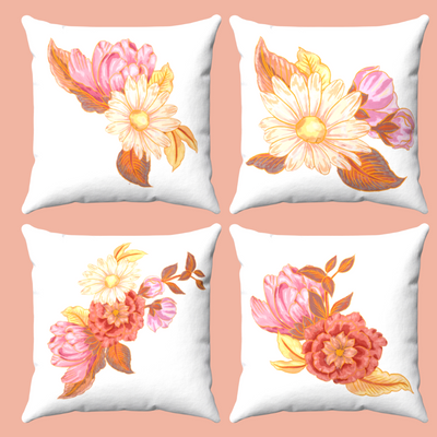 Victorian Floral Arrangement Set of 4 Cushions