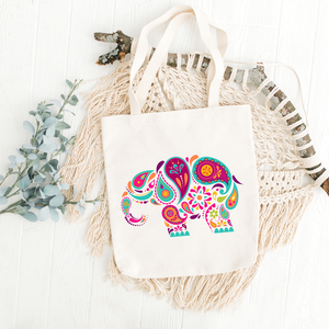 Paisley Elephant Printed Tote Bag
