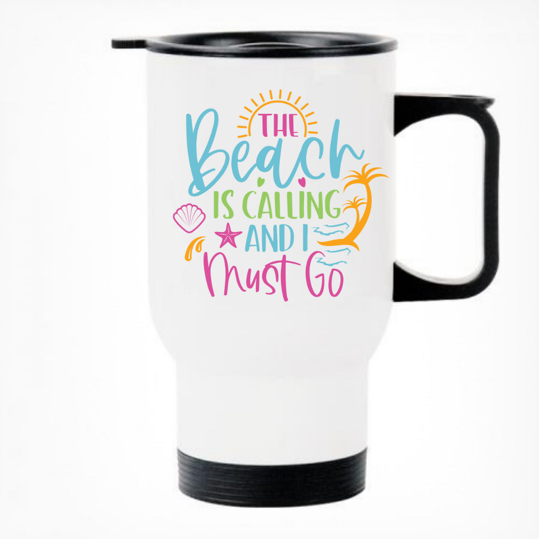 The Beach is Calling Printed Travel Mug