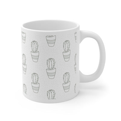 Cactus Line Art Pattern Printed Coffee Mug