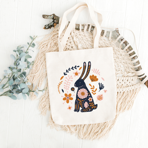 Colorful Rabbit Printed Tote Bag
