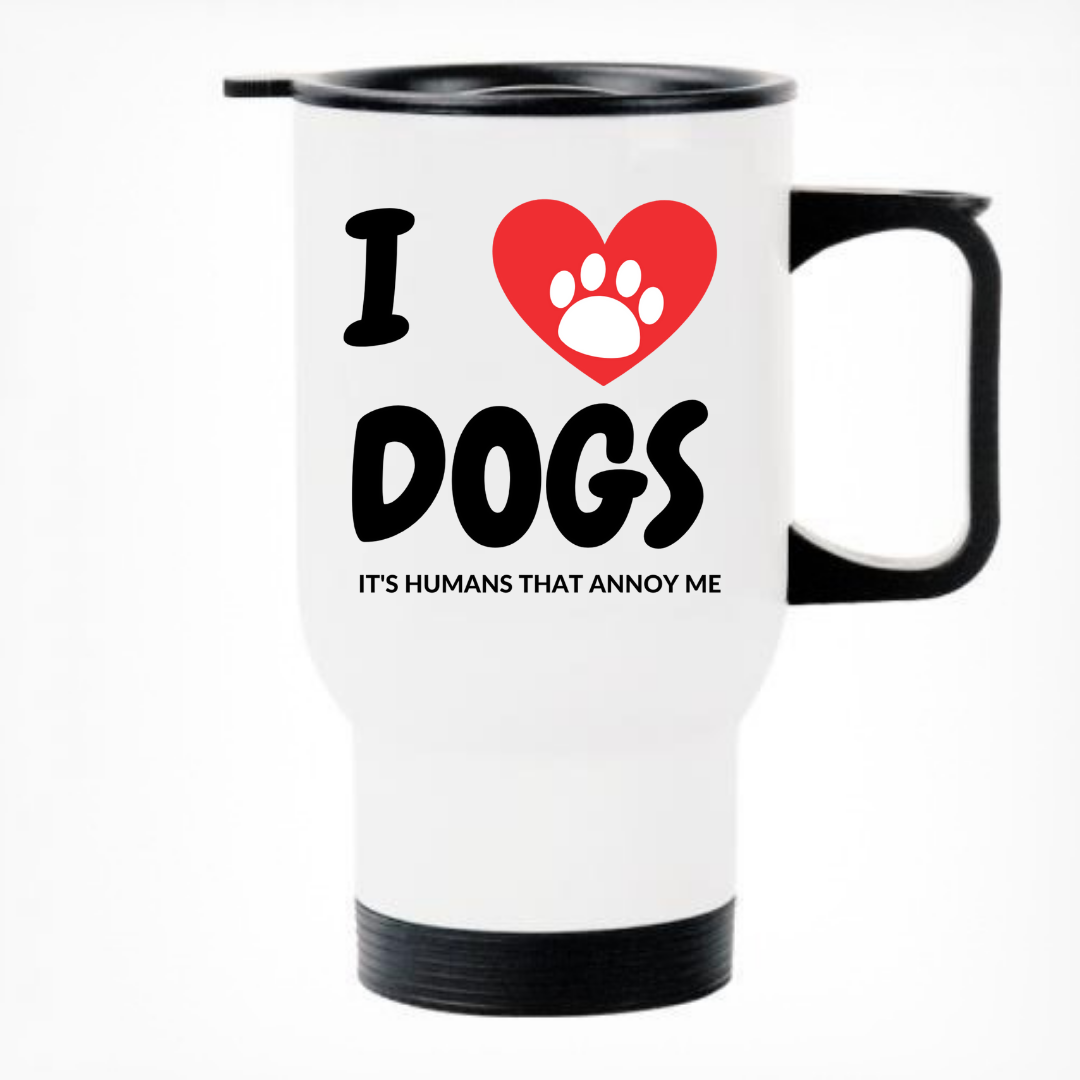I Love Dogs Printed Travel Mug