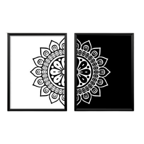 Black & White Mandala Wall Art Set of 2