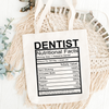 Dentist Nutritional Facts Tote Bag
