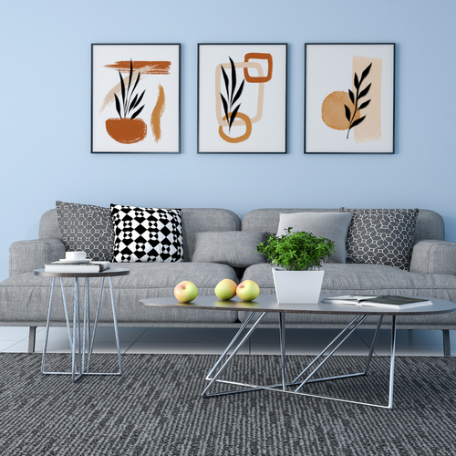 Abstract Potted Leaves Printed Wall Art - Set of 3