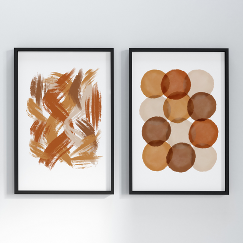 Shades of Brown Abstract Printed Wall Art - Set of 2