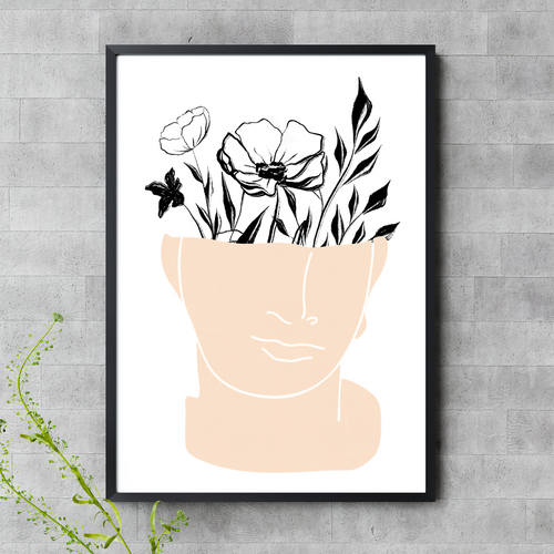 Face Flowerpot Printed Wall Art
