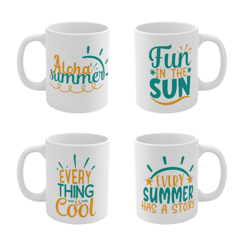 Summer Time Set of 4 Mugs