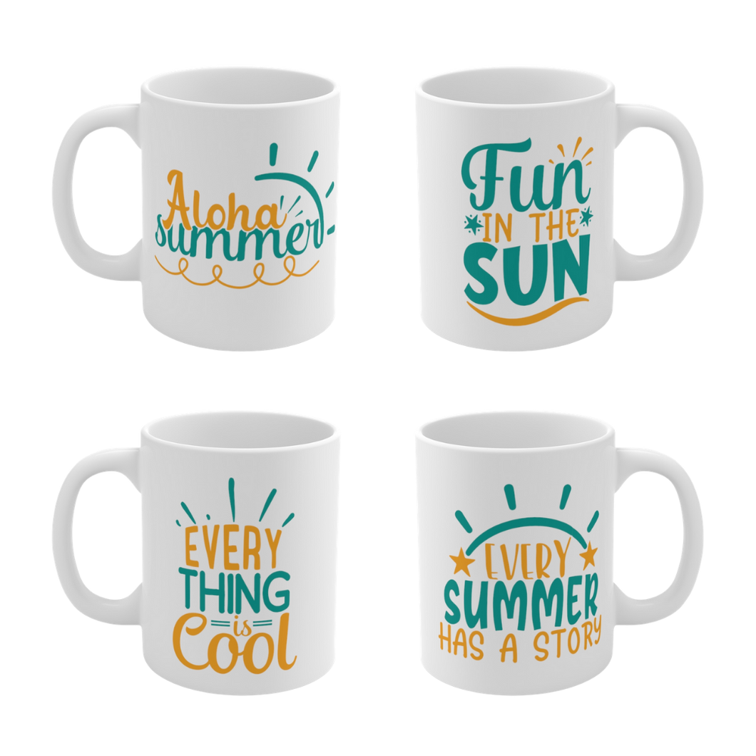 Summer Time Set of 4 Mugs