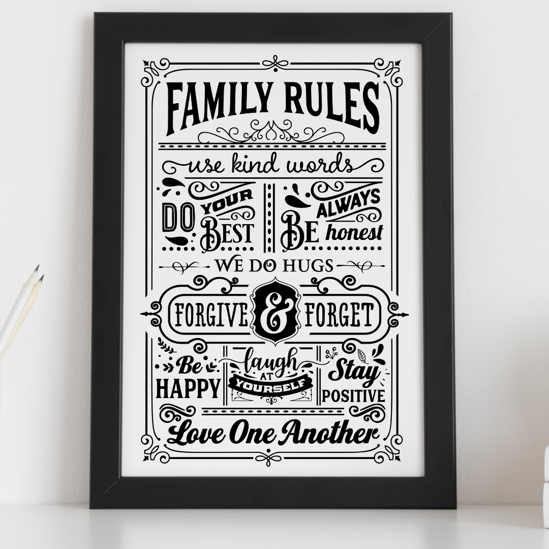 Family Rules Printed Wall Art