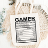 Gamer Nutritional Facts Tote Bag
