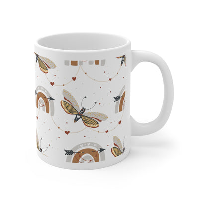 Butterfly and Rainbow Boho Printed Coffee Mug