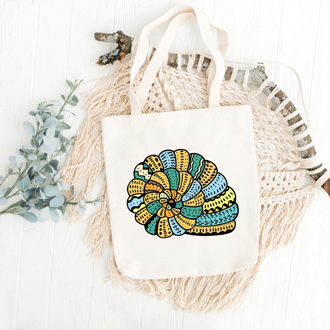 Colorful Seashell Printed Tote Bag