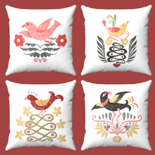 Load image into Gallery viewer, Bird Motif Designs Set of 4 Cushions
