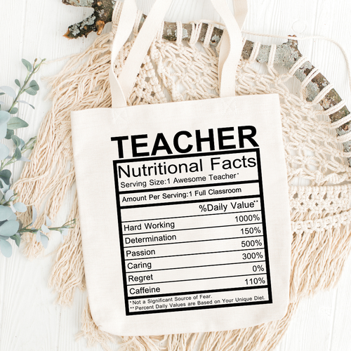 Teacher printed tote bag
