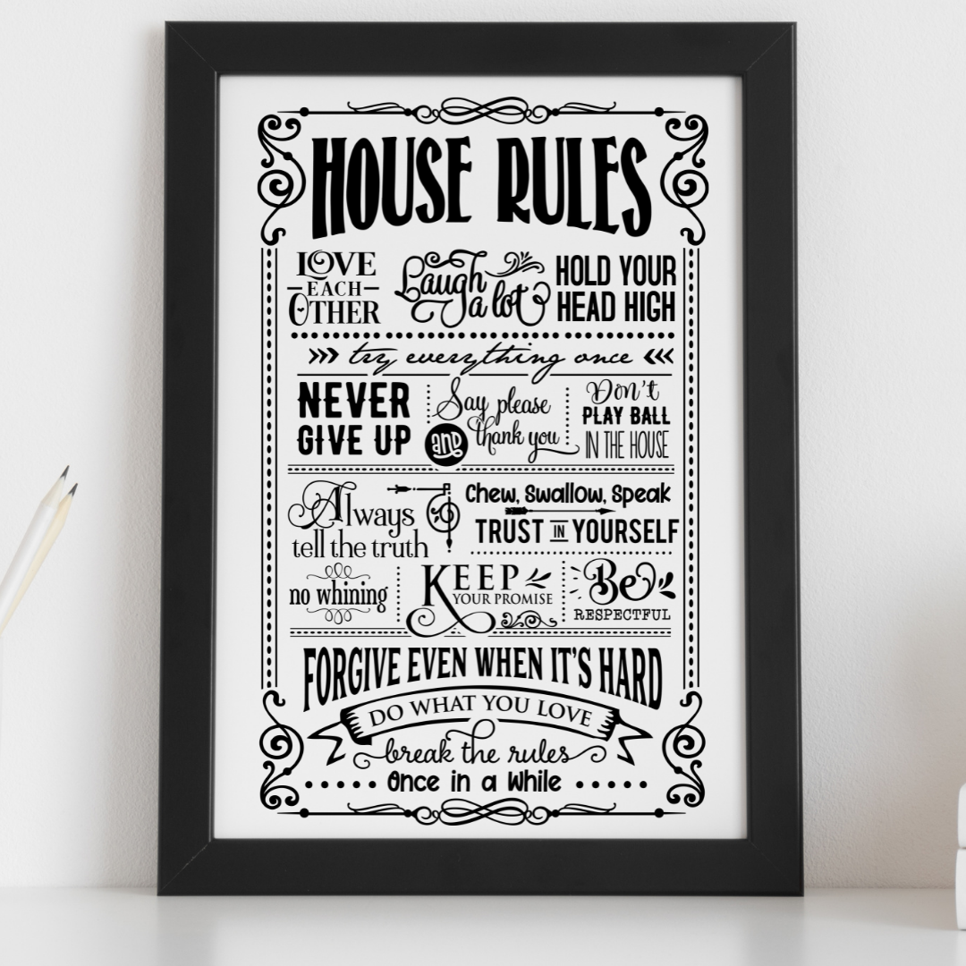 House Rules Printed Wall Art