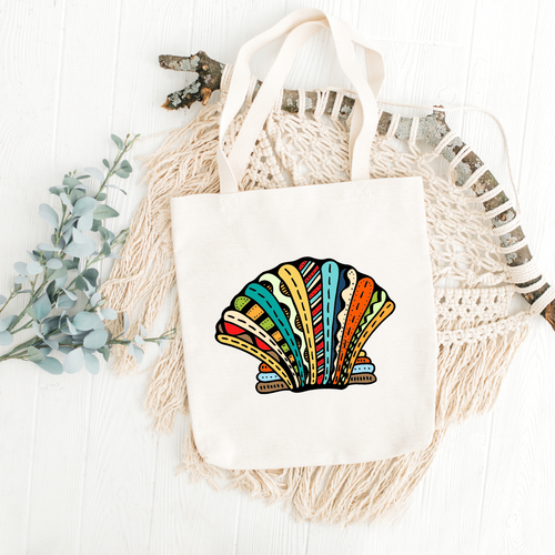 Colorful Seashell Pattern Printed Tote Bag