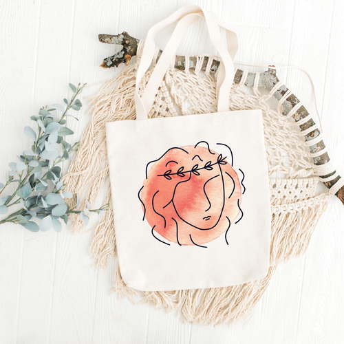 Women Face With Leaf Crown Tote Bag