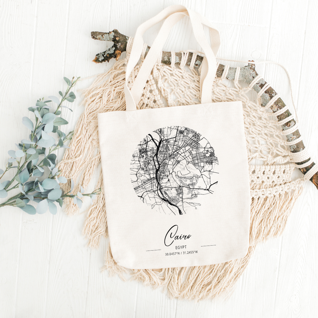 Cairo Map Printed Tote Bag