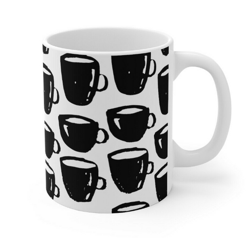 Coffee Mug Printed Black and White