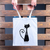 Funny Black Cat Printed Tote Bag