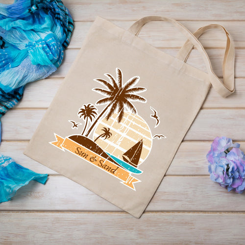 Sun and Sand Printed Tote Bag