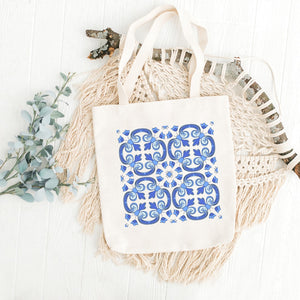 Blue Design Printed Tote Bag