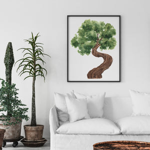 Bonsai Tree Watercolor Printed Wall Art