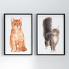Two Cats Wall Art Set Framed