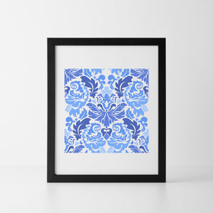 Blue Square Watercolor Printed Wall Art