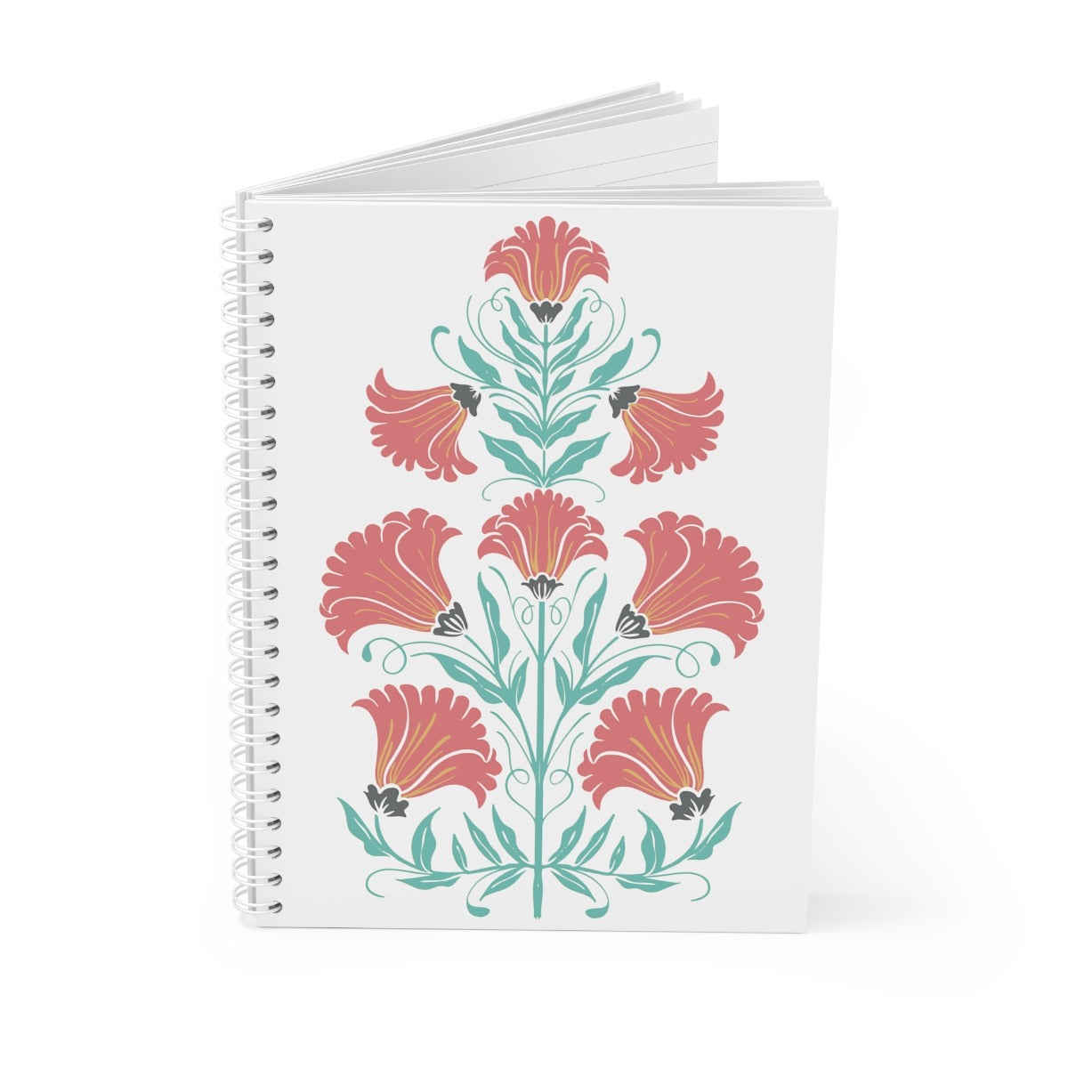 Printed Spiral Notebook With Flowers