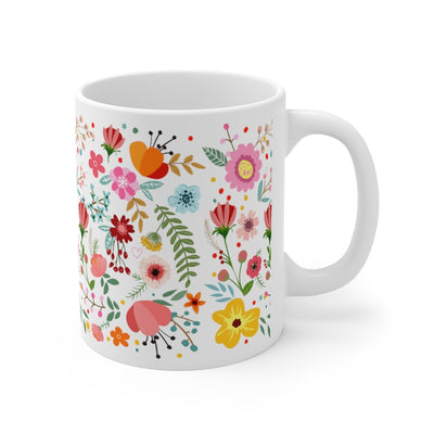 Colorful Flowers Everywhere Printed Coffee Mug