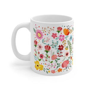 Colorful Flowers Everywhere Printed Coffee Mug