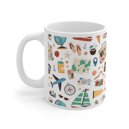 Travel Illustrations Printed Coffee Mug